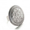 Bague ronde ethnique "Kwaï" en argent ciselé