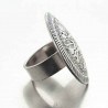 Bague ronde ethnique "Kwaï" en argent ciselé