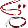 Ensemble Red sea, collier, bracelet et boucles d'oreilles en corail rouge et argent