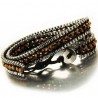 Bracelet wrapp double tour  chaîne argentée perles dorées