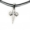 Collier Croix de pic en argent et cuir