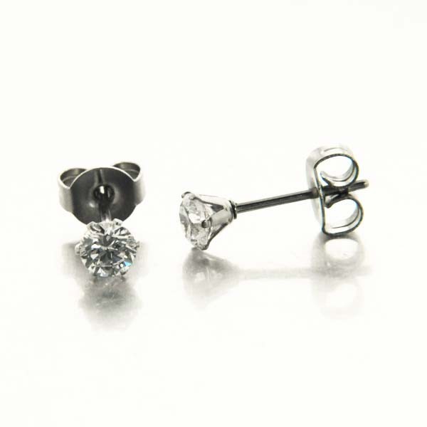 Boucles D'oreilles Clous Zirconium 4 Mm - Plaqué Or Jaune, 6 Griffes, CENTMILLE