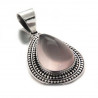 Pendentif Kanpur goutte ciselée argent et quartz rose