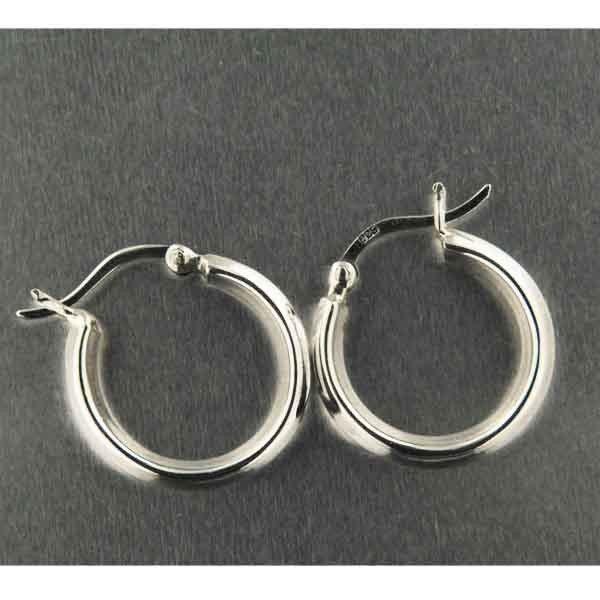 Boucles D'oreilles Créoles Or Sur Argent 20mm Avec Diamant 1/5ct - .925 Sterling, Neuves