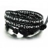 Bracelet fantaisie triple tours spinelles et cuir