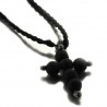 Collier Dark Faith croix en boules d'agate noire mat et hématite