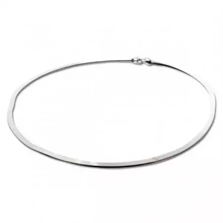 Collier ras de cou Minerva plat maille serpent en argent pour femme