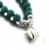 Bracelet fantaisie boules turquoises et cœur argent