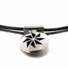 Collier ras de cou Esteban caoutchouc et soleil argent