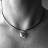 Collier fantaisie homme soleil Inca argent et cuir