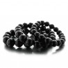 Bracelet Black moon en boules d'agate noire brillante