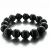 Bracelet fantaisie en boules d'agates noires brillantes