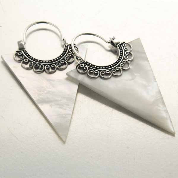 Boucles D'oreilles Ethniques En Argent Sterling - Occasion Avec Usure Du Temps, Style Vintage