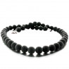 Collier Black Mat en boules d'agates noires mat et argent