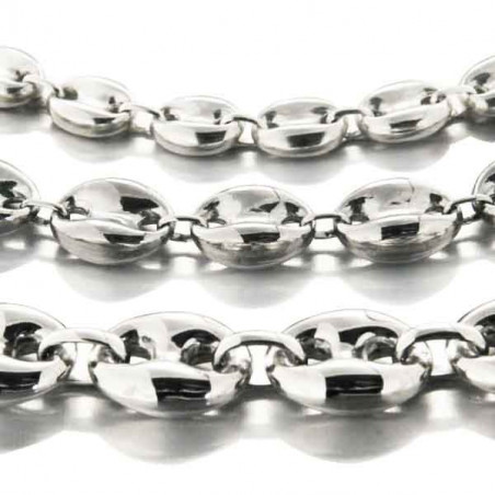 Collier homme maille grain de café en argent massif