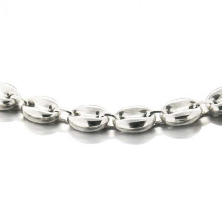 Collier homme maille grain de café en argent massif