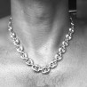 Collier homme maille grain de café en argent massif 15 mm