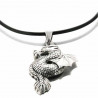 Collier amulette Dragon en argent massif ciselé