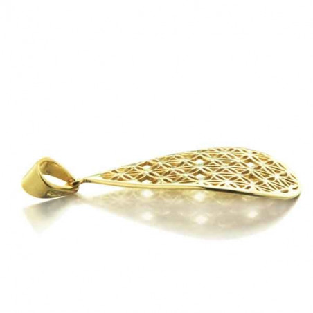 Pendentif Lila goutte ajourée fleurs argent dorées à l'or fin