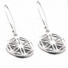 Boucles d'oreilles pendantes Elisa fleur rosace argent