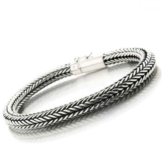 Bracelet En Argent Massif 925 Maille Serpent - Occasion - Bijou Argent Sterling