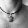 Collier ras de cou cuir et argent pour homme