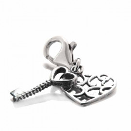 Breloque argent "Sweet heart" clé et coeur ajouré