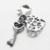 Breloque argent "Sweet heart" clé et coeur ajouré