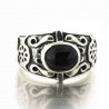 Bague homme jonc anglais ciselé et onyx