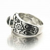 Bague homme ciselée en argent et onyx
