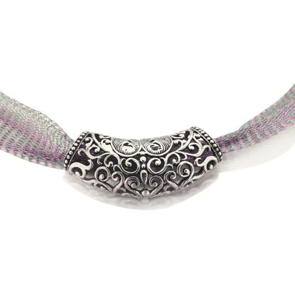 Collier Ras-de-cou Vintage Années 70 – Style Rétro Argenté Avec Pendentif