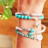 Bracelets fantaisie et joncs argent et turquoise