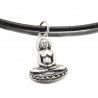 Collier ras de cou Praying Bouddha en corde et argent