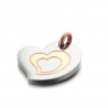 Médaillon coeur éfilé bicolore en acier
