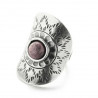 Bague large ethnique Pechawa ovale en argent ciselé