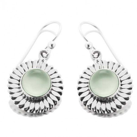 Boucles d'oreilles pendantes fleur aquamarine et argent