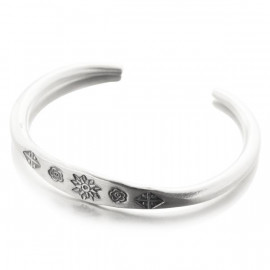Bague Argent Massif Ovale Ciselé - Taille 53 - Occasion Argenté