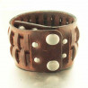 Manchette Mad Max en cuir large marron ajustable par boutons pressoirs