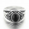 Chevalière argent pierre noire ciselage original