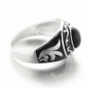 Bague homme Chevalière noire en argent et onyx ovale