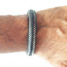 Bracelet Homme Steel Black en acier et cuir tressé