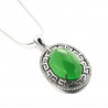 Collier fin Irèna médaillon de jade vert oval en argent