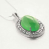 Collier fin Irèna médaillon de jade vert oval en argent