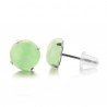 Boucles d'oreilles puces demi boules de jade vert et argent