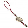 Bijoux de sac  Porte clef en argent ciselé et corde rouge