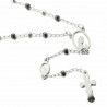 Collier Chapelet fin en acier vierge croix et boules noires