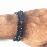 Bracelet bouddhiste heart sutra agates noires