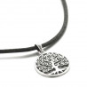 Collier Tree of life en soie noire et argent