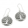 Boucles d'oreilles pendantes Tree of life en argent