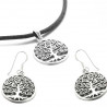 Parure collier et boucles d'oreilles arbre de vie argent